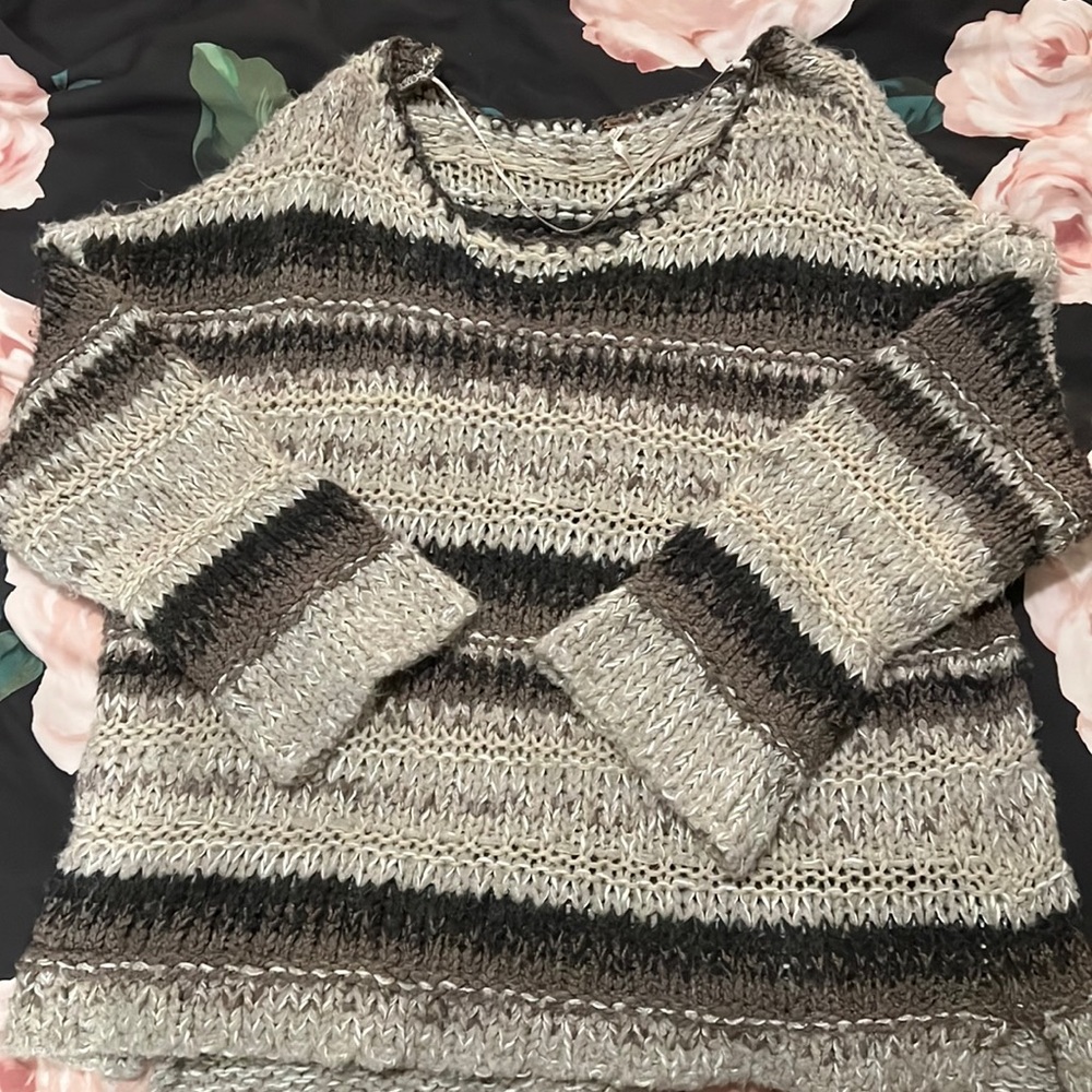 Free People Oversized Chunky Knit Striped Sweater